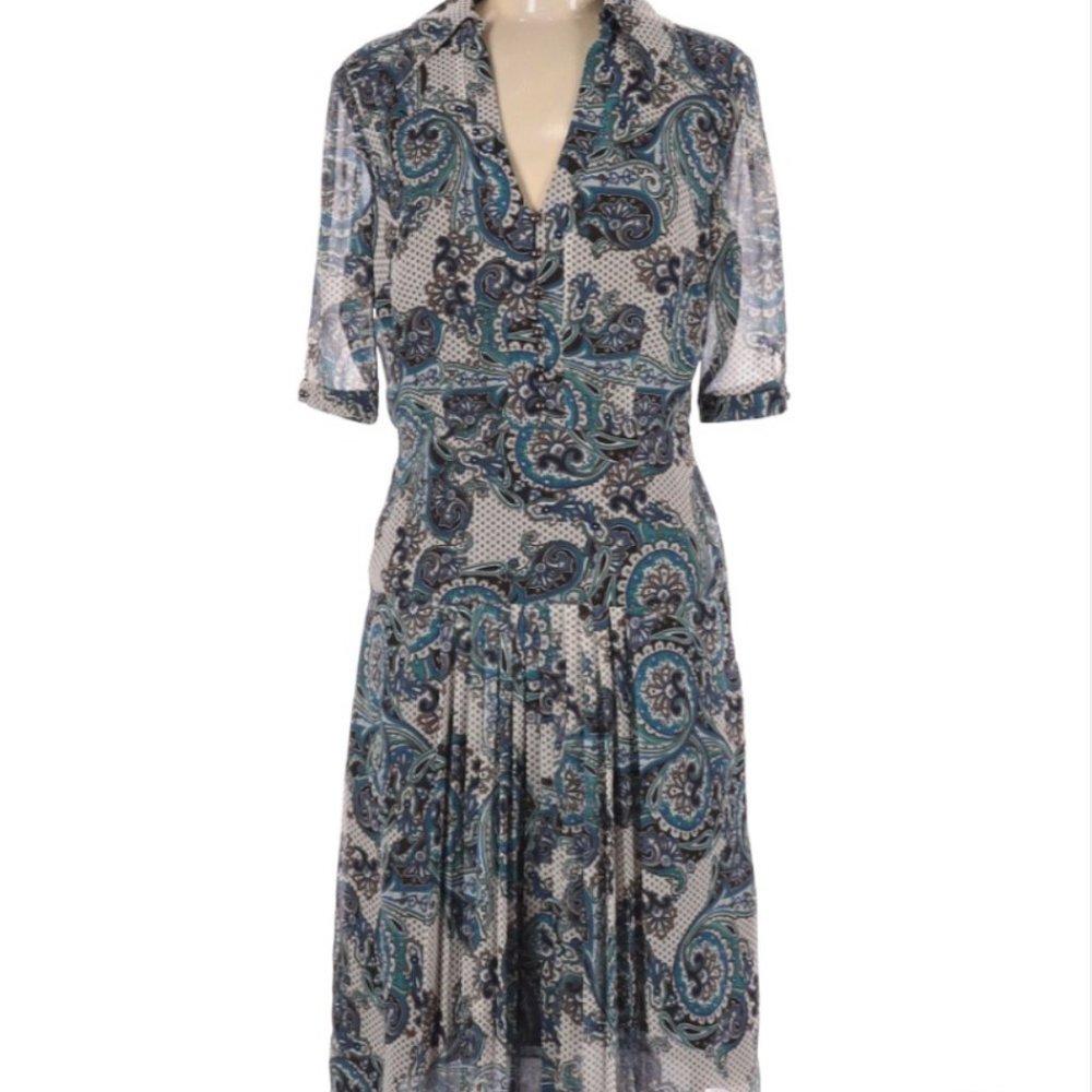 Lovely Modern Paisley PrintDress w/Chiffon Overlay